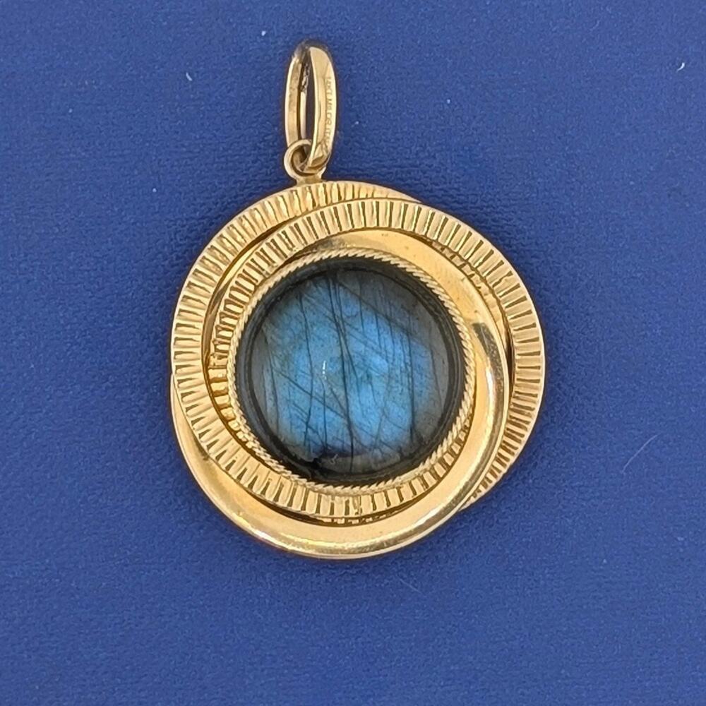 14kt Labradorite and Druzy Quartz Pendant - 8.4g